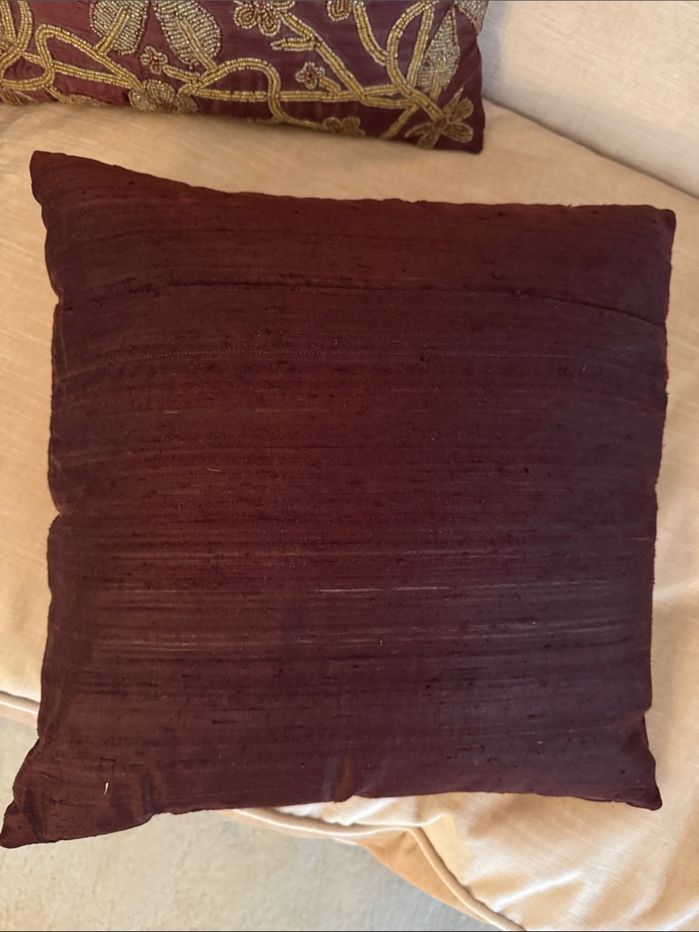 Elegant Embroidered Plum Throw Pillow Set - Pair - Picture 4 of 4